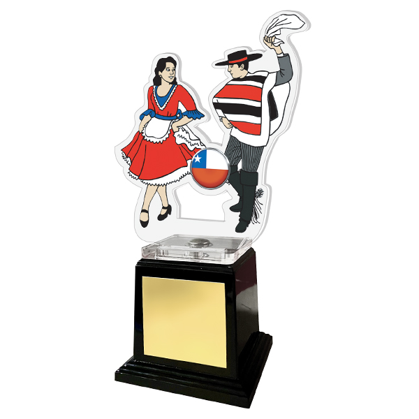 Trofeos  Acrílico Cueca Color (Base Negra)